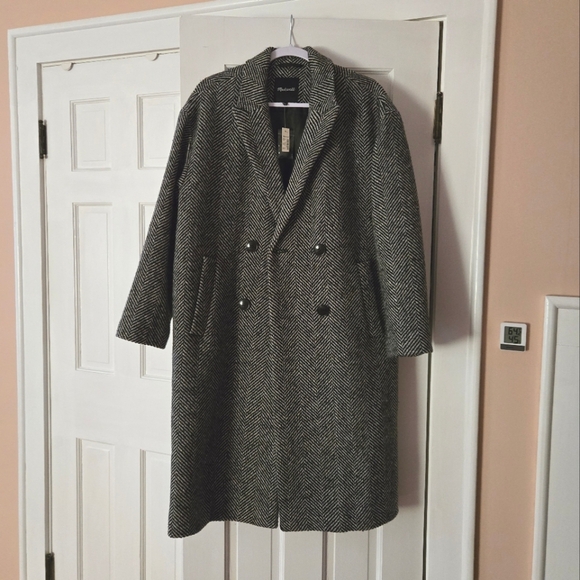 Madewell Woodhull Herringbone Coat M NWT - Picture 6 of 9